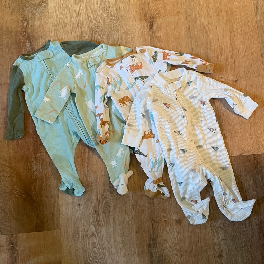 Gender Neutral Baby Footies - Set of 4